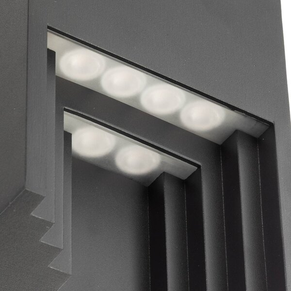 Kinkiet zewnętrzny LED Aurali Lindby, czarny, aluminium, nowoczesny