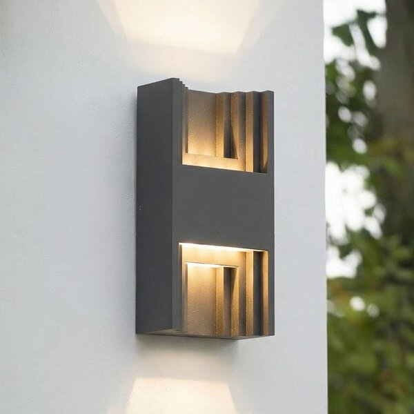 Kinkiet zewnętrzny LED Aurali Lindby, czarny, aluminium, nowoczesny