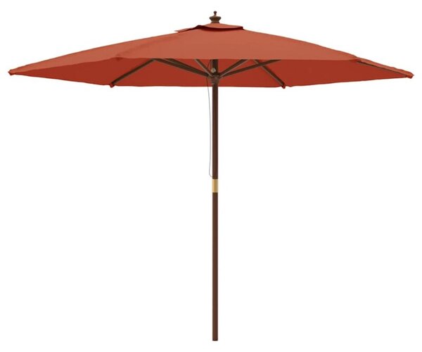 Parasol ogrodowy na drewnianym słupku, terakotowy, 299x240 cm