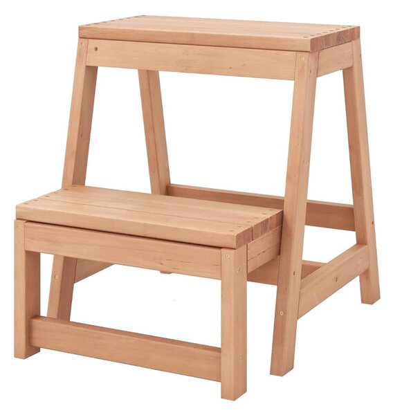 Drewniany taboret ze schodkiem składany