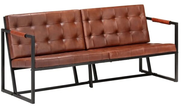 Brązowa sofa 3-osobowa ze skóry koziej K3-S88