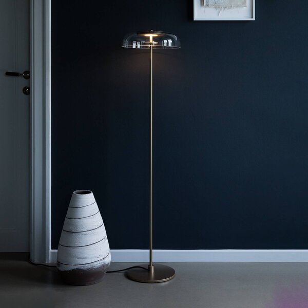 Nuura Aps Lampa stojąca LED Blossi, możliwość ściemniania, mosiężny / złoty, salon / jadalnia, metal, skandynawski