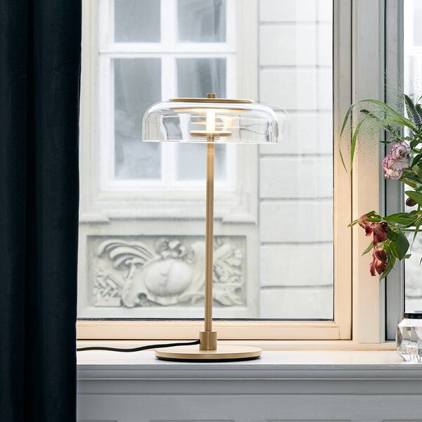 Nuura Lampa stołowa LED Blossi, możliwość ściemniania, mosiężny / złoty, salon / jadalnia, metal, skandynawski
