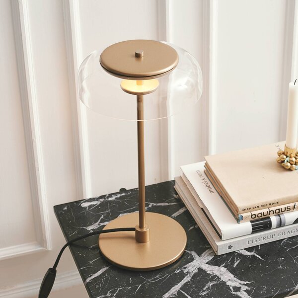 Nuura Lampa stołowa LED Blossi, możliwość ściemniania, mosiężny / złoty, salon / jadalnia, metal, skandynawski