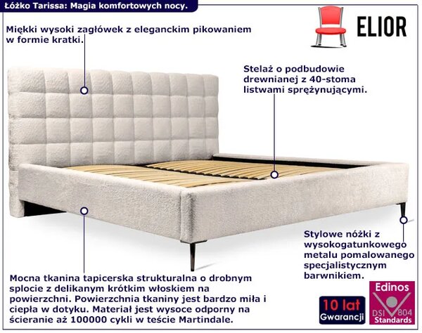 Kremowe łóżko tapicerowane na nóżkach N3-R55