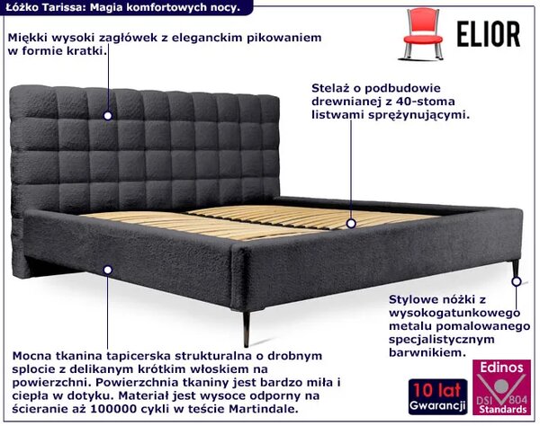 Łóżko dwuosobowe z pikowanym zagłówkiem G4-S30