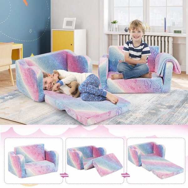 Rozkładana sofa dziecięca z kocem fluorescencyjna