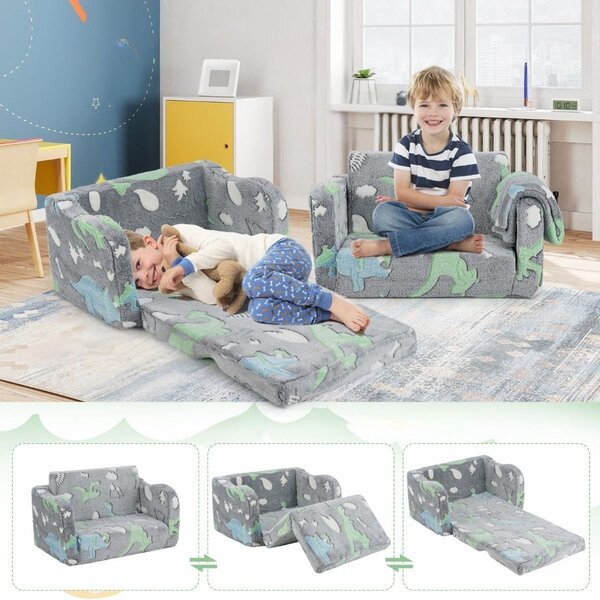 Rozkładana sofa dziecięca z kocem fluorescencyjna