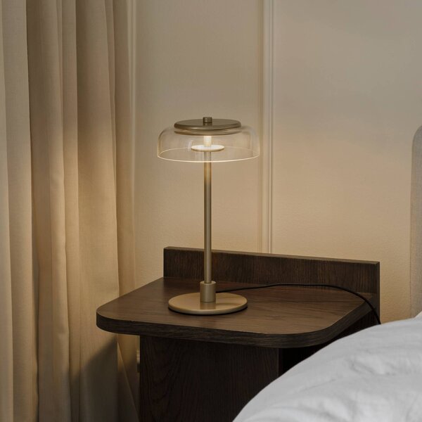 Nuura Aps Lampa stołowa LED Blossi, możliwość ściemniania, mosiężny / złoty, salon / jadalnia, metal, skandynawski