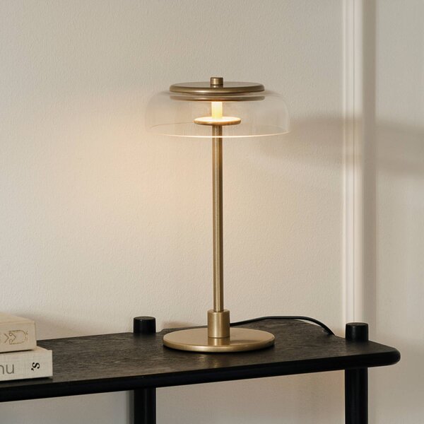 Nuura Aps Lampa stołowa LED Blossi, możliwość ściemniania, mosiężny / złoty, salon / jadalnia, metal, skandynawski
