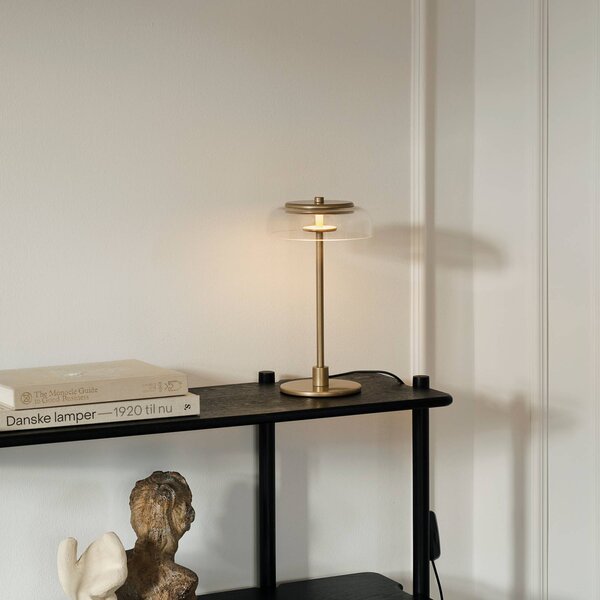 Nuura Aps Lampa stołowa LED Blossi, możliwość ściemniania, mosiężny / złoty, salon / jadalnia, metal, skandynawski