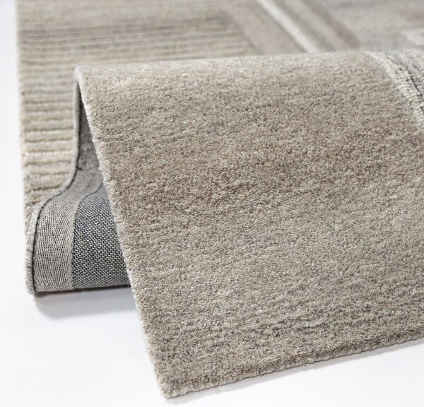 Szarobeżowy wełniany dywan tkany ręcznie 140x200 cm Lira – Flair Rugs