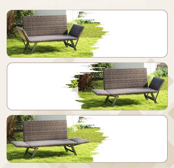 Rattanowa sofa ogrodowa z regulowanymi podłokietnikami