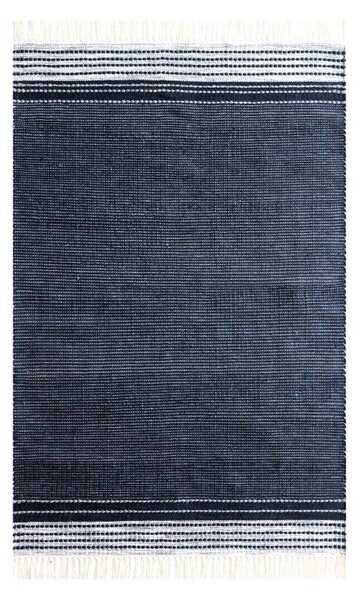 Ciemnoniebieski dwustronny zewnętrzny dywan z tworzywa z recyklingu Green Decore Civil, 80x180 cm