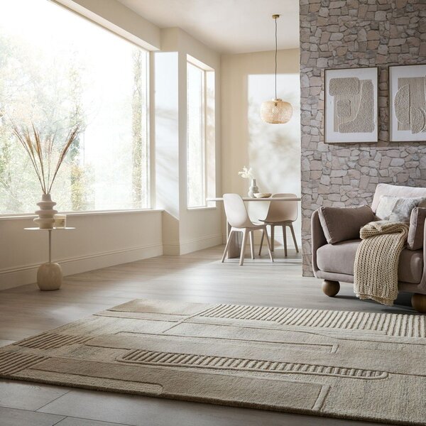 Szarobeżowy wełniany dywan tkany ręcznie 140x200 cm Lira – Flair Rugs