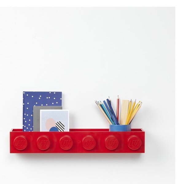 Dziecięca czerwona półka ścienna LEGO® Sleek