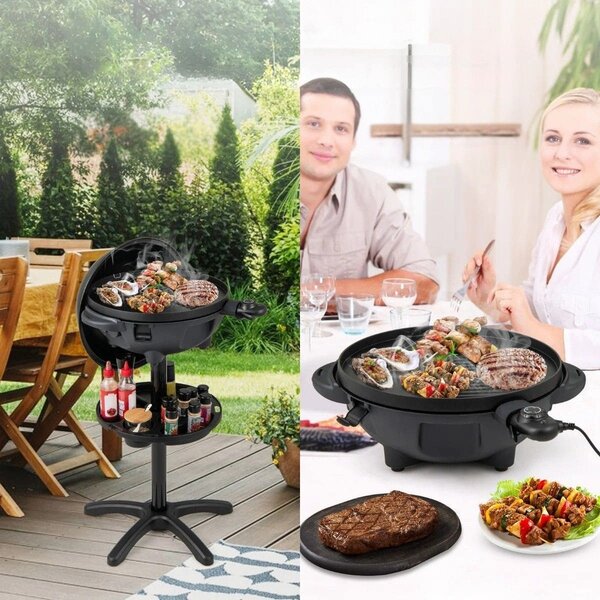 Grill elektryczny 1200 W z regulacją temperatury 2 w 1