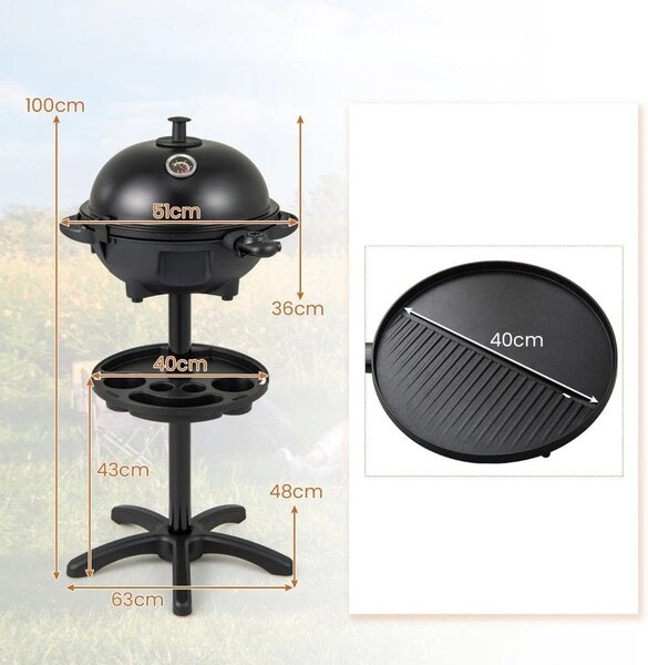 Grill elektryczny 1200 W z regulacją temperatury 2 w 1