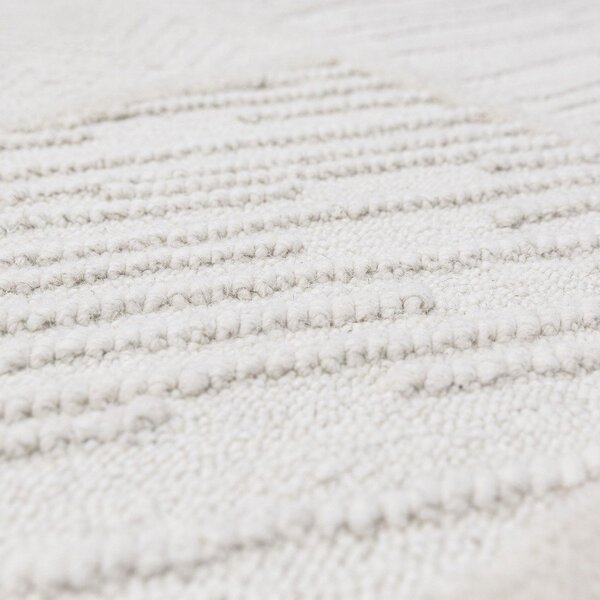 Biały dywan z mieszanki wełny tkany ręcznie 200x300 cm Sculptured Blocks – Flair Rugs