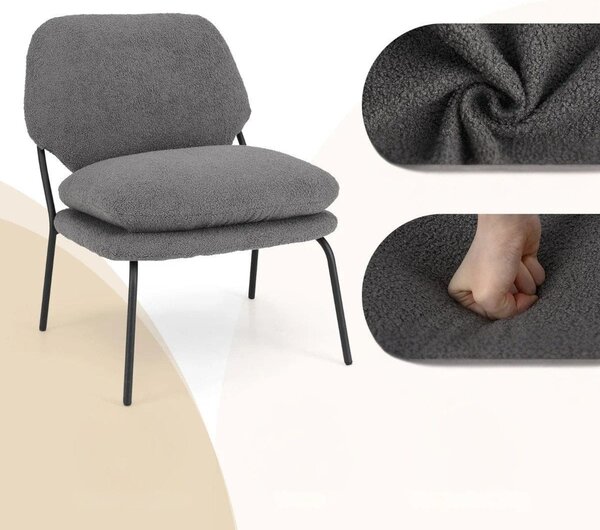 Fotel bez podłokietników z pluszowym obiciem