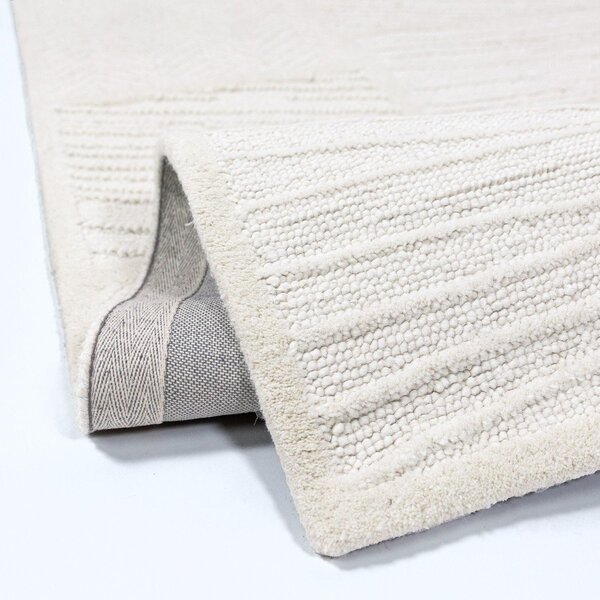 Biały dywan z mieszanki wełny tkany ręcznie 200x300 cm Sculptured Blocks – Flair Rugs