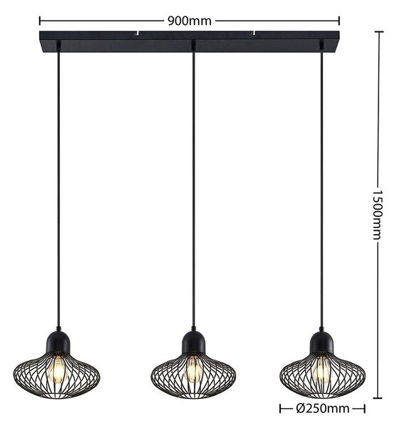 Lindby - Justinos 3 Lampa Wisząca Black