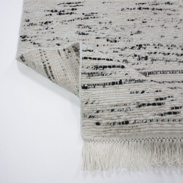 Szaro-kremowy wełniany dywan tkany ręcznie 140x200 cm Ellsa – Flair Rugs