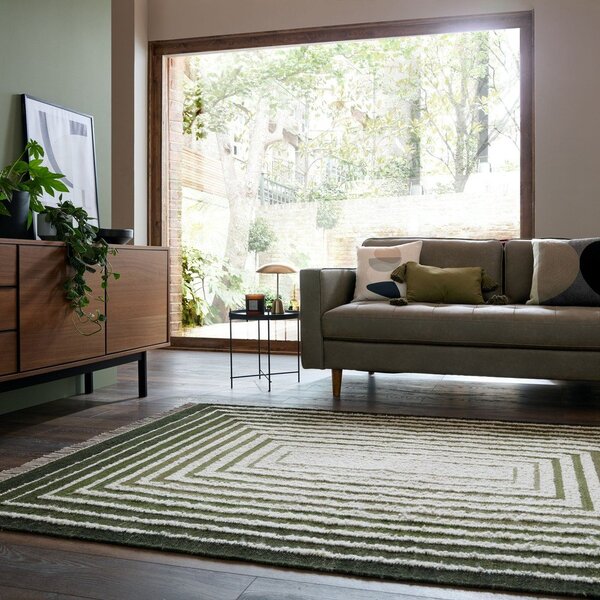Zielony dywan z mieszanki wełny tkany ręcznie 140x200 cm Boucle Frame – Flair Rugs