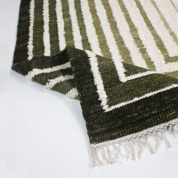 Zielony dywan z mieszanki wełny tkany ręcznie 140x200 cm Boucle Frame – Flair Rugs