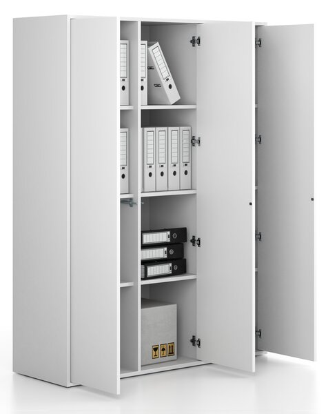 Szafka biurowa FRAME, 3x drzwi, 1299 x 450 x 1735 mm, PUSH-lock, biały