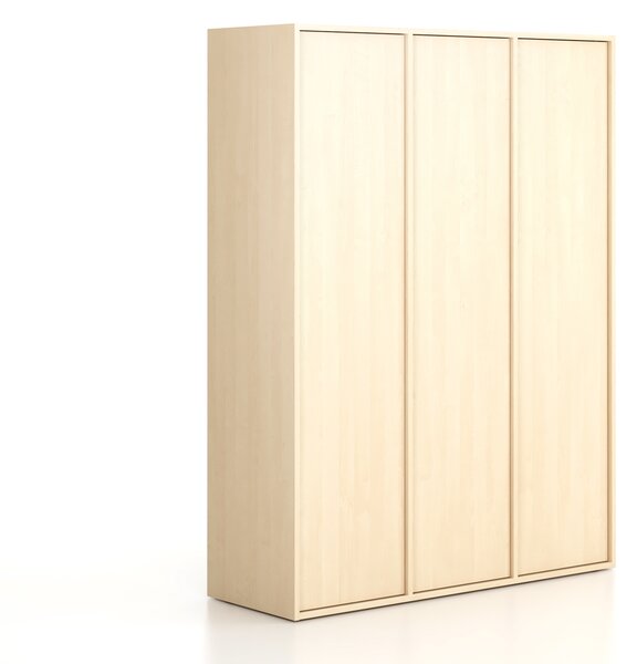 Szafka FRAME, 3 przedziały, 1299 x 450 x 1735 mm, PUSH-lock, brzoza