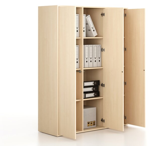 Szafka biurowa FRAME, 3x drzwi, 1299 x 450 x 1735 mm, PUSH-lock, brzoza