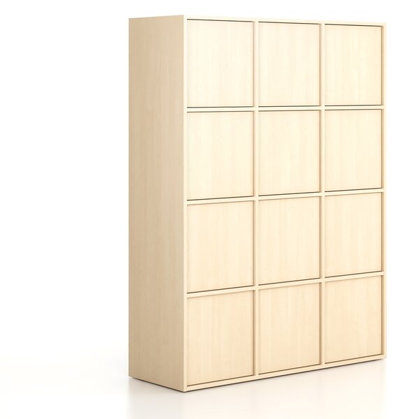Szafa biurowa FRAME, 12x drzwi, 1299 x 450 x 1735 mm, PUSH-lock, brzoza