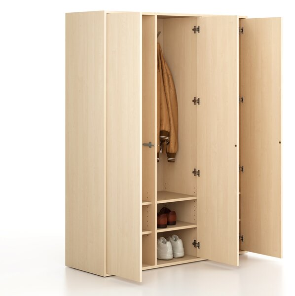 Szafka FRAME, 3 przedziały, 1299 x 450 x 1735 mm, PUSH-lock, brzoza