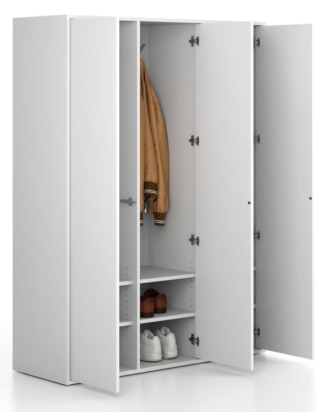 Szafka FRAME, 3 przedziały, 1299 x 450 x 1735 mm, PUSH-lock, biały