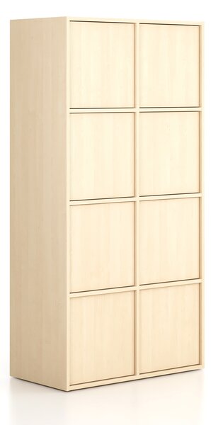Szafka biurowa FRAME, 8x drzwi, 872 x 450 x 1735 mm, PUSH-lock, brzoza