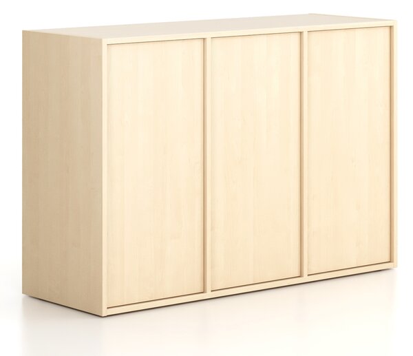 Szafa biurowa FRAME, niska, 3 drzwi, 1299 x 450 x 881 mm, PUSH-lock, brzoza