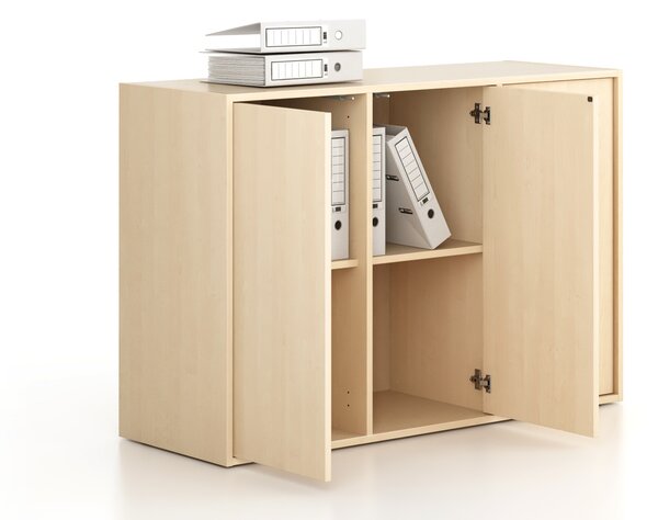 Szafa biurowa FRAME, niska, 3 drzwi, 1299 x 450 x 881 mm, PUSH-lock, brzoza