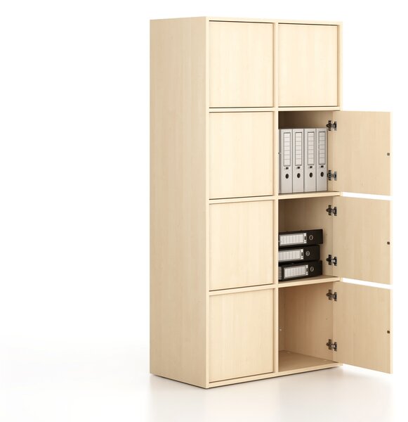 Szafka biurowa FRAME, 8x drzwi, 872 x 450 x 1735 mm, PUSH-lock, brzoza