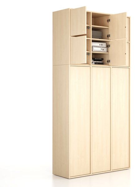 Nadstawka do szaf FRAME, 6x drzwi, 1299 x 450 x 854 mm, PUSH-lock, brzoza