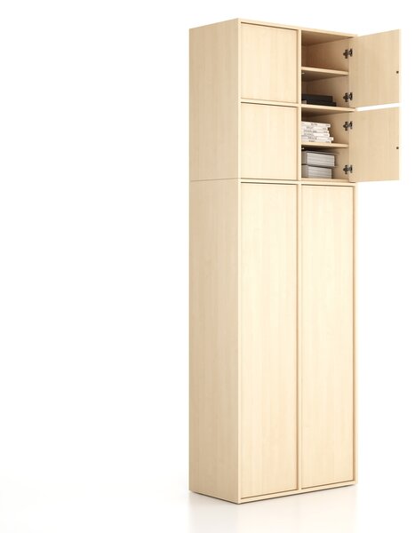 Nadstawka do szaf FRAME, 4x drzwi, 872 x 450 x 854 mm, PUSH-lock, brzoza