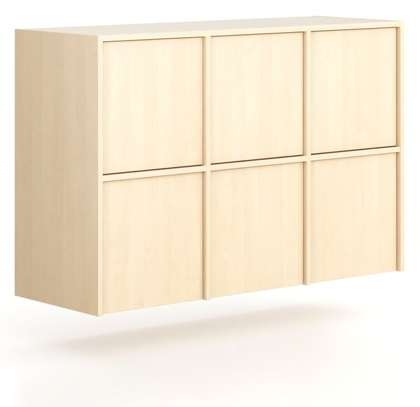 Nadstawka do szaf FRAME, 6x drzwi, 1299 x 450 x 854 mm, PUSH-lock, brzoza
