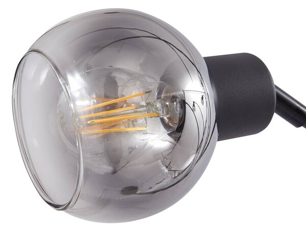 Lampa podłogowa Lindby Braccio, szary/czarny, szkło, 5-punktowa, 204,5cm