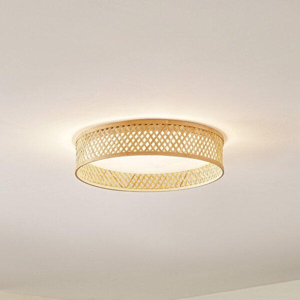 Lampa sufitowa LED Eilif Lindby, jasne drewno, salon / jadalnia, bambus, nowoczesny