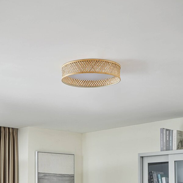 Lampa sufitowa LED Eilif Lindby, jasne drewno, salon / jadalnia, bambus, nowoczesny