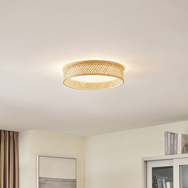 Lampa sufitowa LED Eilif Lindby, jasne drewno, salon / jadalnia, bambus, nowoczesny