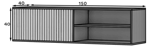 PROMOCJA Wisząca szafka TV MEORATI 150x40 cm, czarna/dąb artisan II. gatunek