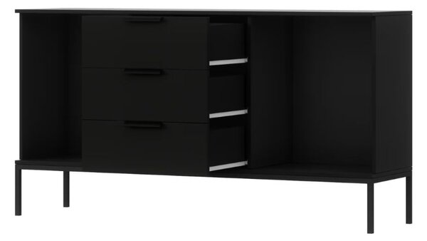 Komoda MEORATI 150x40 cm, czarna/dąb artisan