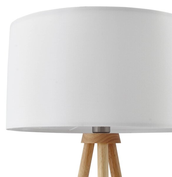 Lampa stojąca Adamio Lindby, jasne drewno, salon / jadalnia, drewno, dworkowy / rustykalny