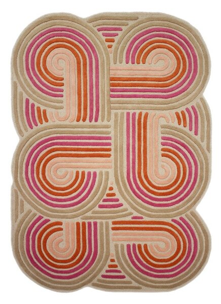 Różowy wełniany dywan tkany ręcznie 140x200 cm Spiral Shaped – Flair Rugs